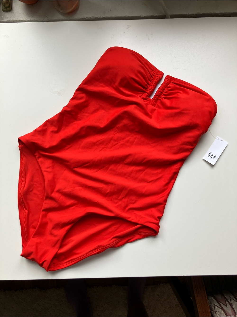 GAP Bright Red Strapless One-Piece Swimsuit with Notch